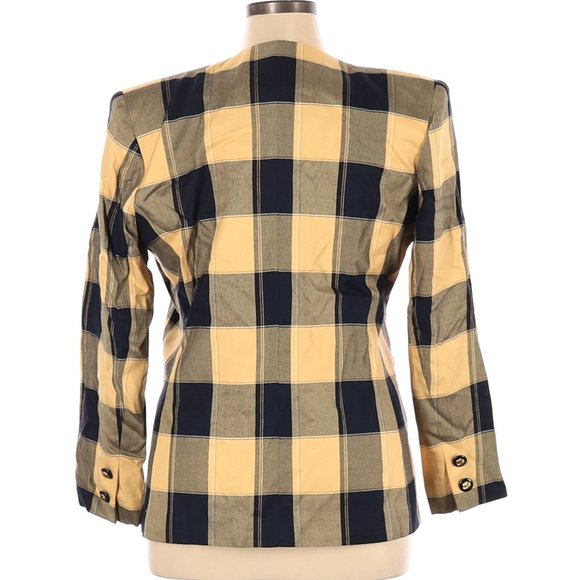 NWT Vintage STIRLING COOPER Yellow & Black Plaid 1990s Blazer Size 14 - Picture 2 of 4